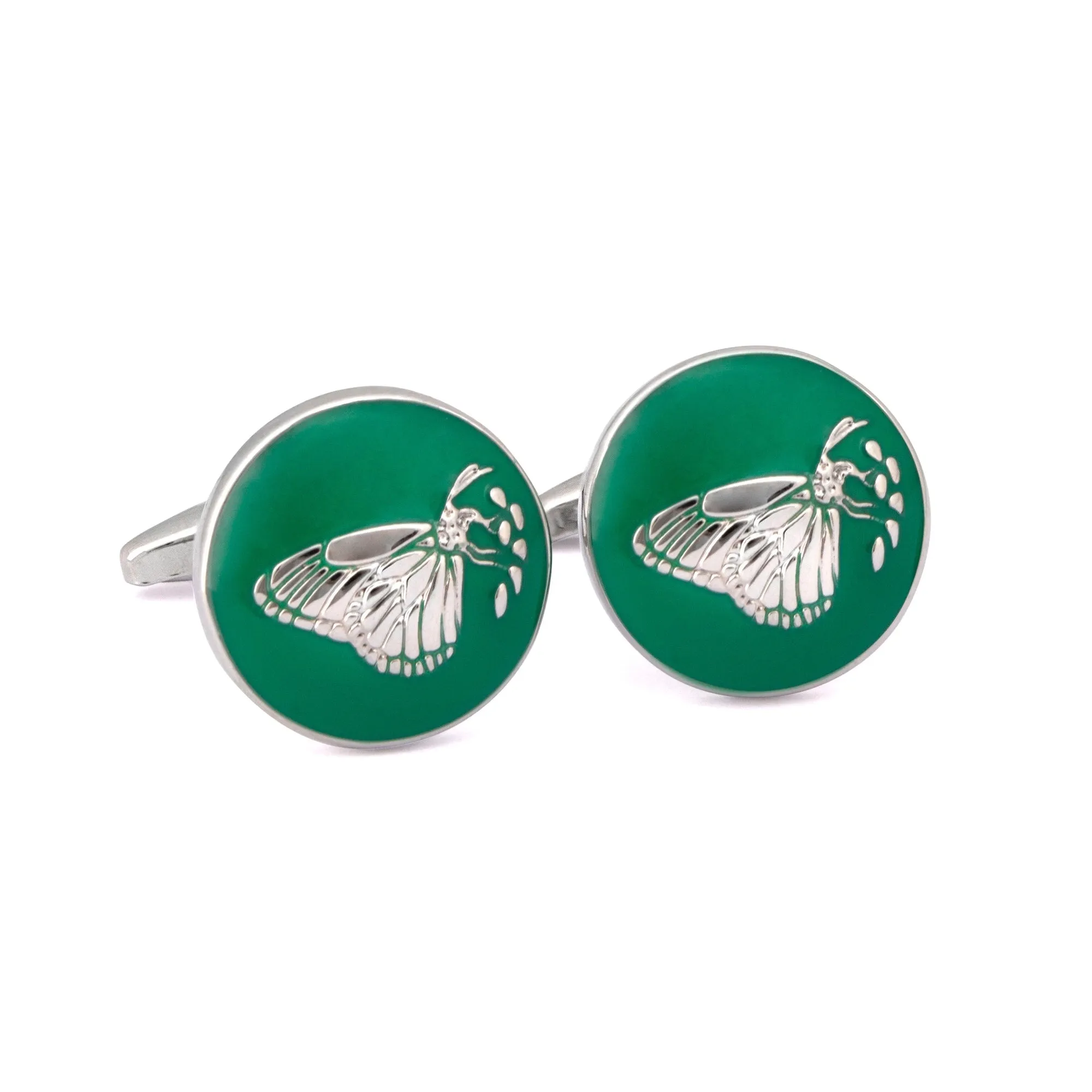 MarZthomson Botanic Series - Round Silver Butterfly Cufflinks