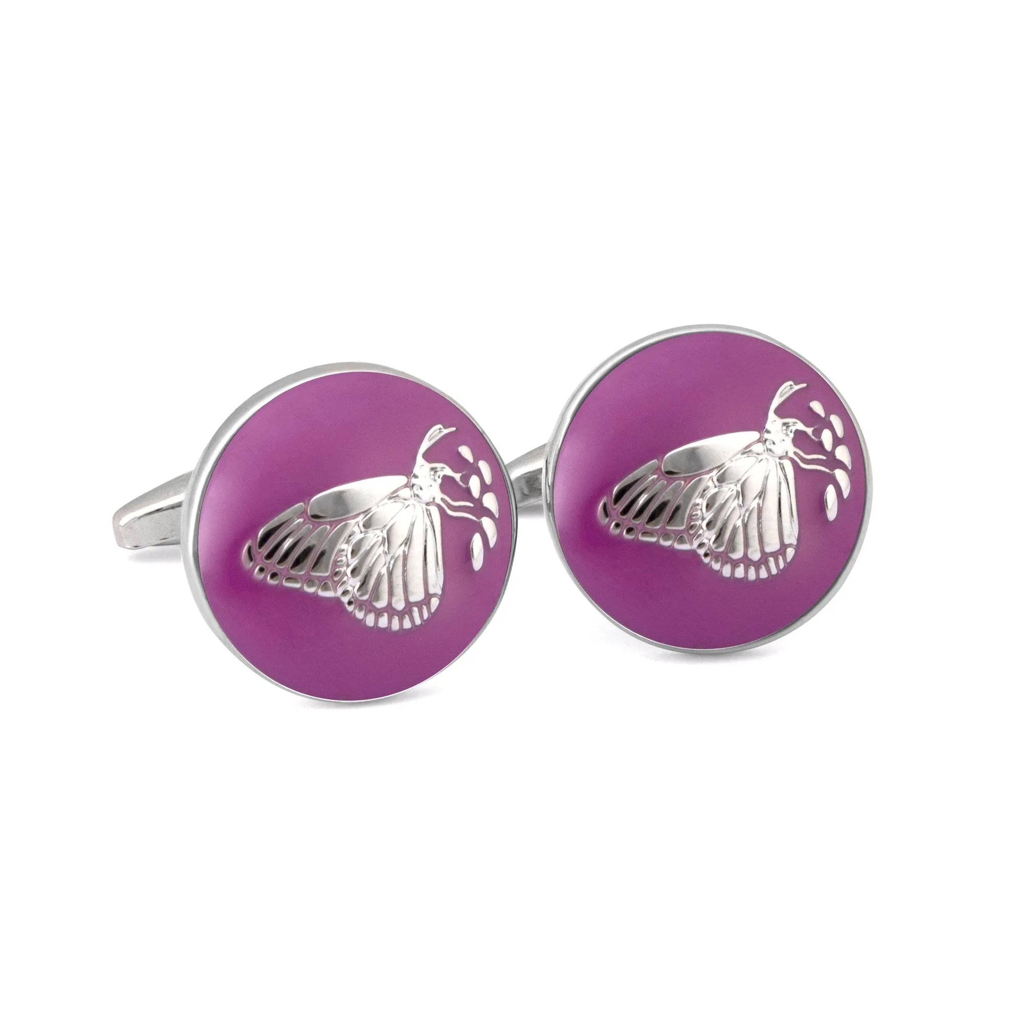 MarZthomson Botanic Series - Round Silver Butterfly Cufflinks