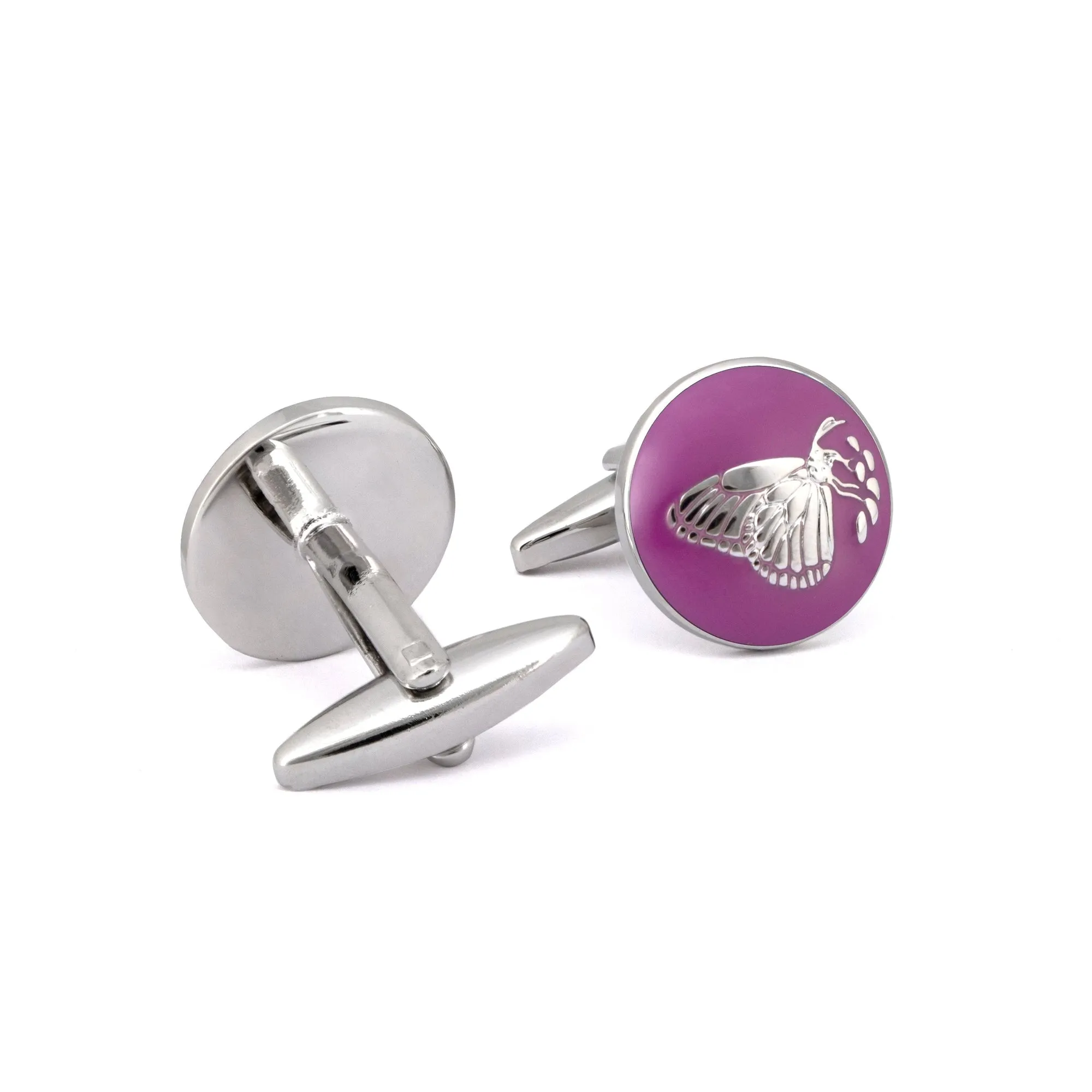 MarZthomson Botanic Series - Round Silver Butterfly Cufflinks