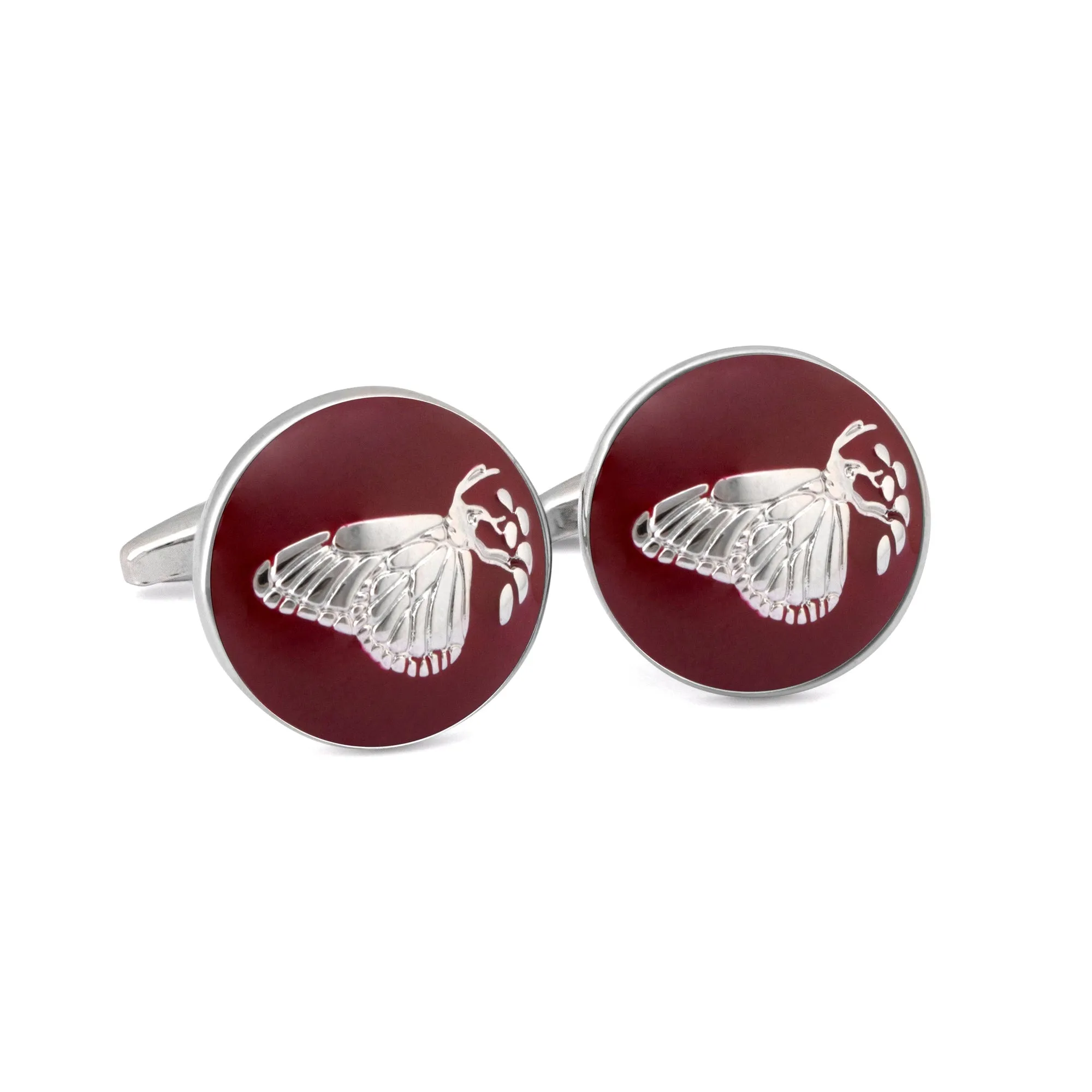 MarZthomson Botanic Series - Round Silver Butterfly Cufflinks