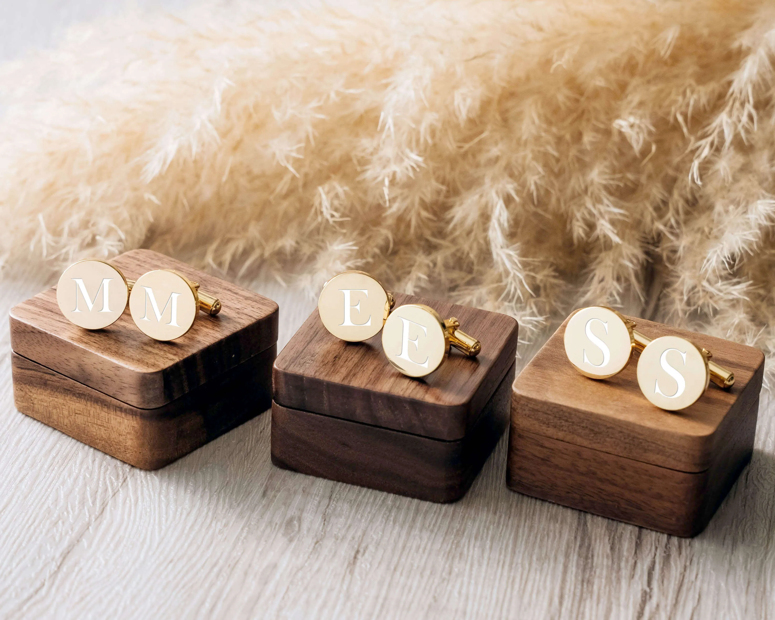 Metal Cufflinks with Wood Box