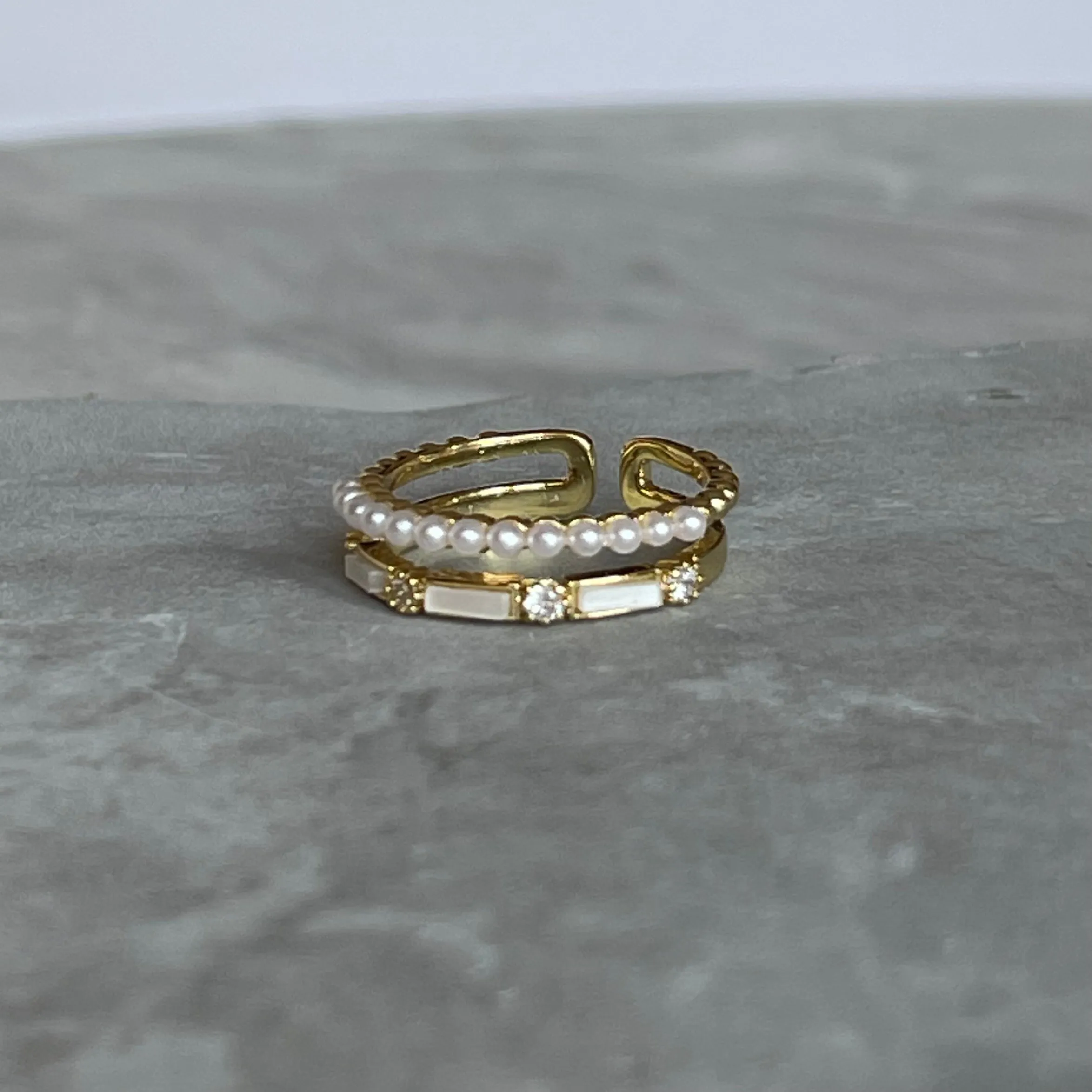 Minimal Modern Sparkling Gemstone Adjustable Ring, Sleek