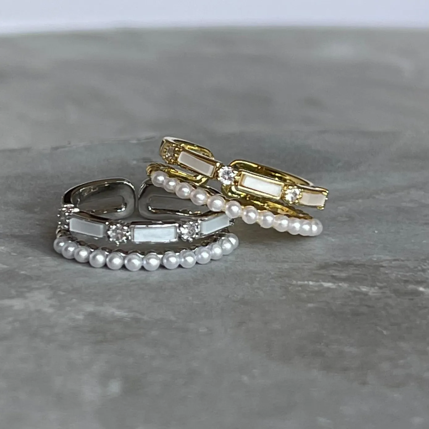 Minimal Modern Sparkling Gemstone Adjustable Ring, Sleek