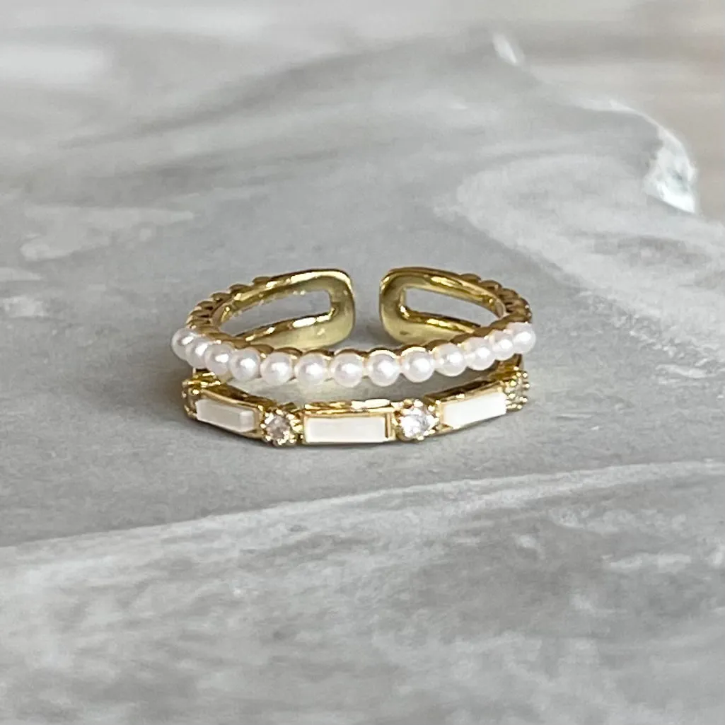Minimal Modern Sparkling Gemstone Adjustable Ring, Sleek