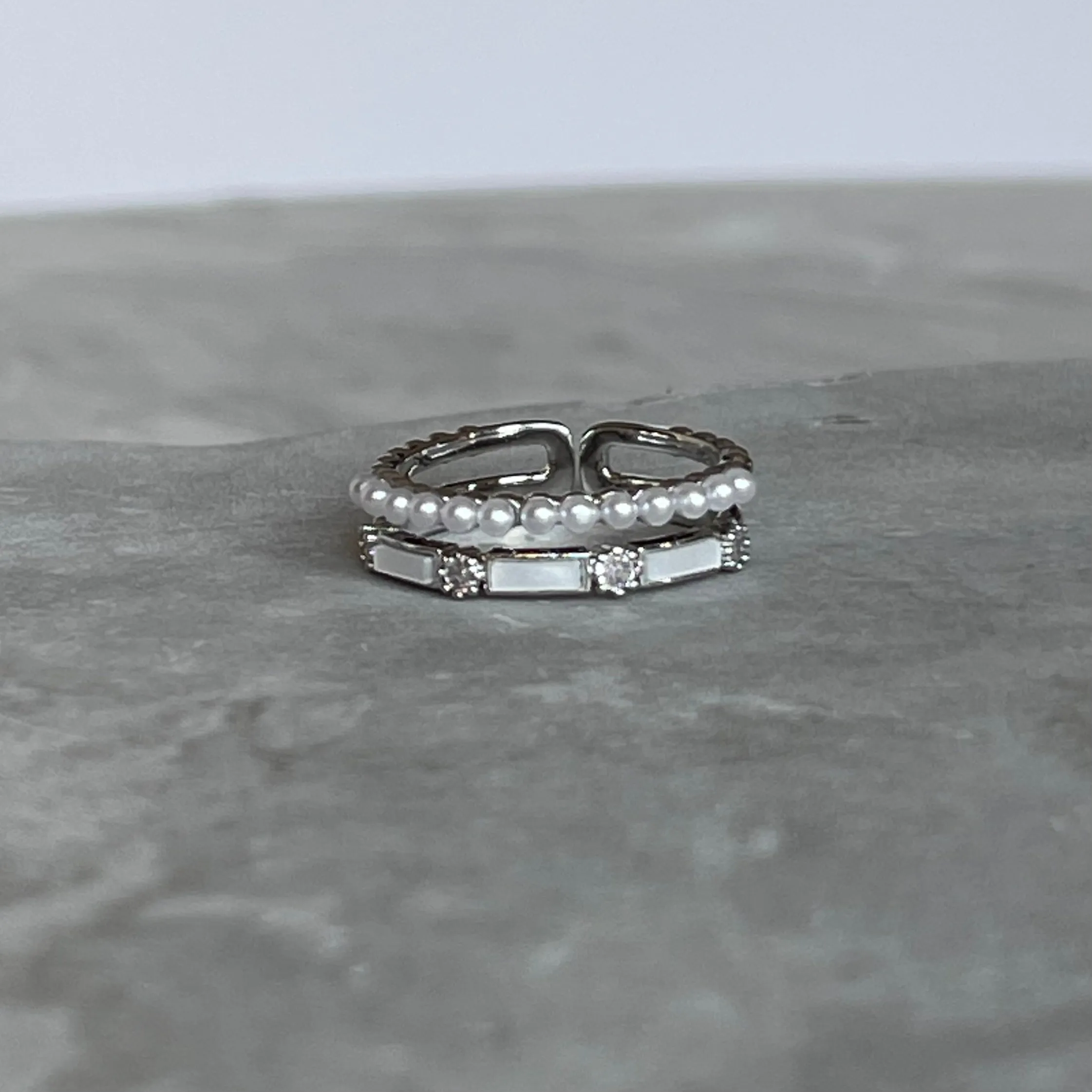 Minimal Modern Sparkling Gemstone Adjustable Ring, Sleek