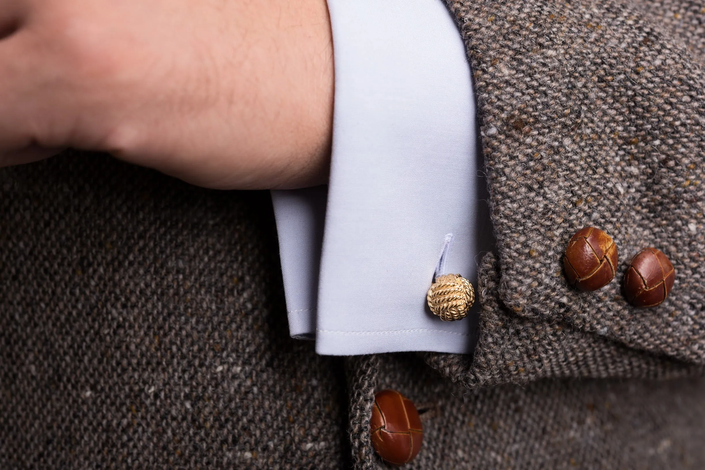 Monkey Fist Knot Yellow Gold Vermeil Cufflinks