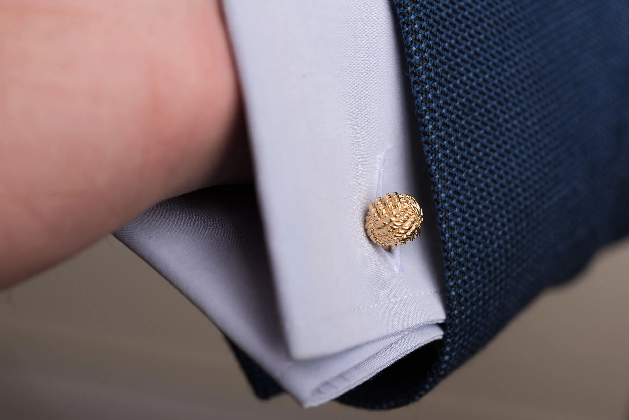 Monkey Fist Knot Yellow Gold Vermeil Cufflinks