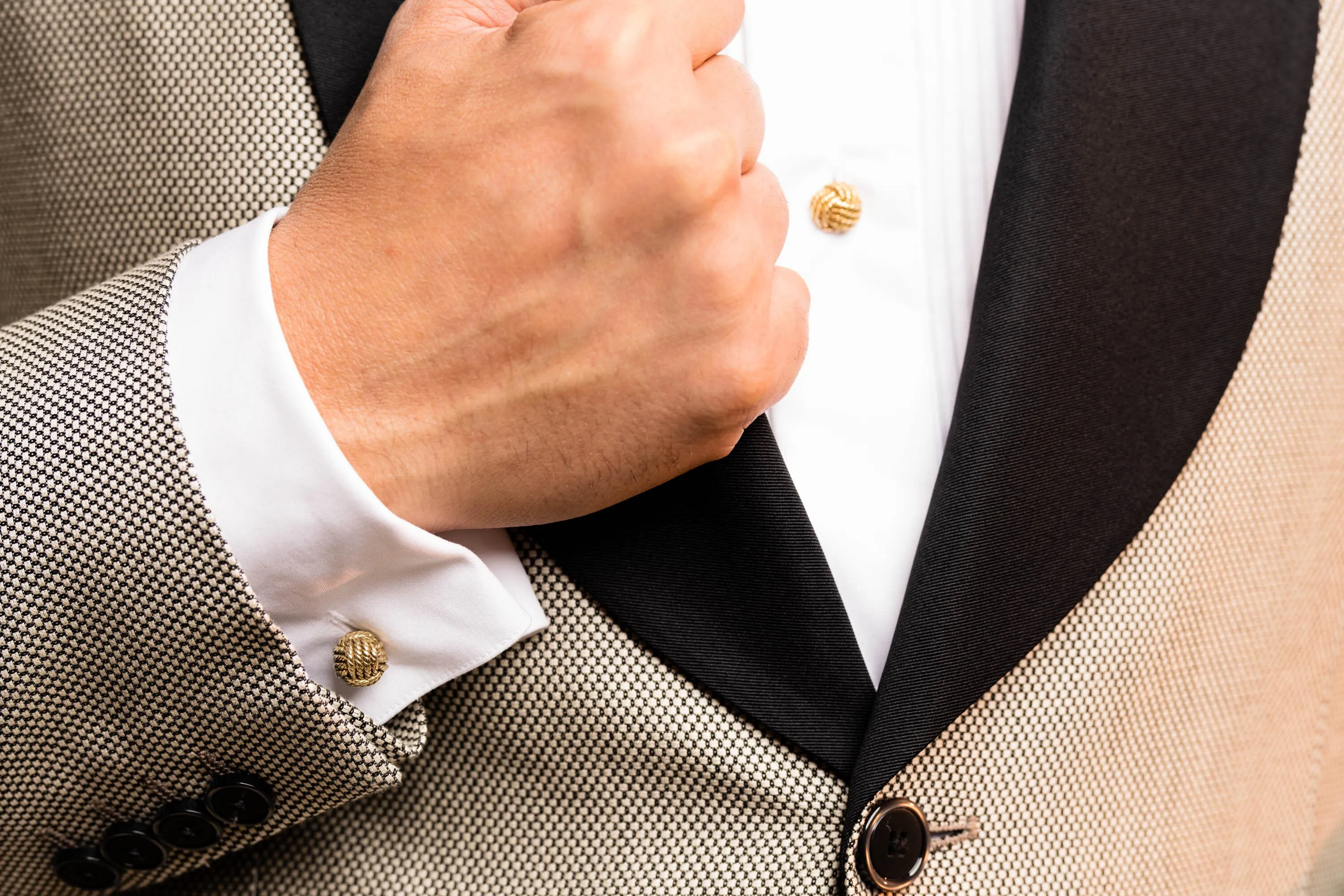Monkey Fist Knot Yellow Gold Vermeil Cufflinks