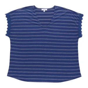 mySTYLE Women's Plus Mykonos Printed Crochet Top