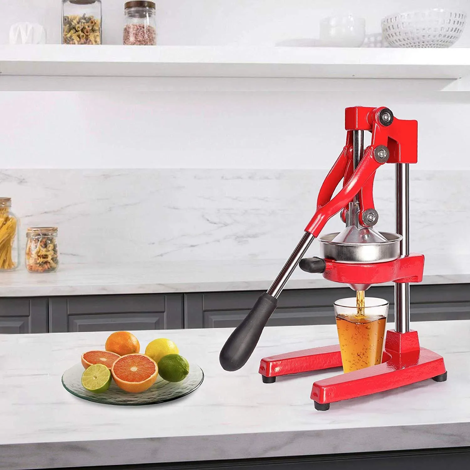 (Out of Stock) Citrus Pomegranate Juicer Labor-saving Manual Fruit Juicer Press Fruit Squeezer with Stable Non-slip Base, Red