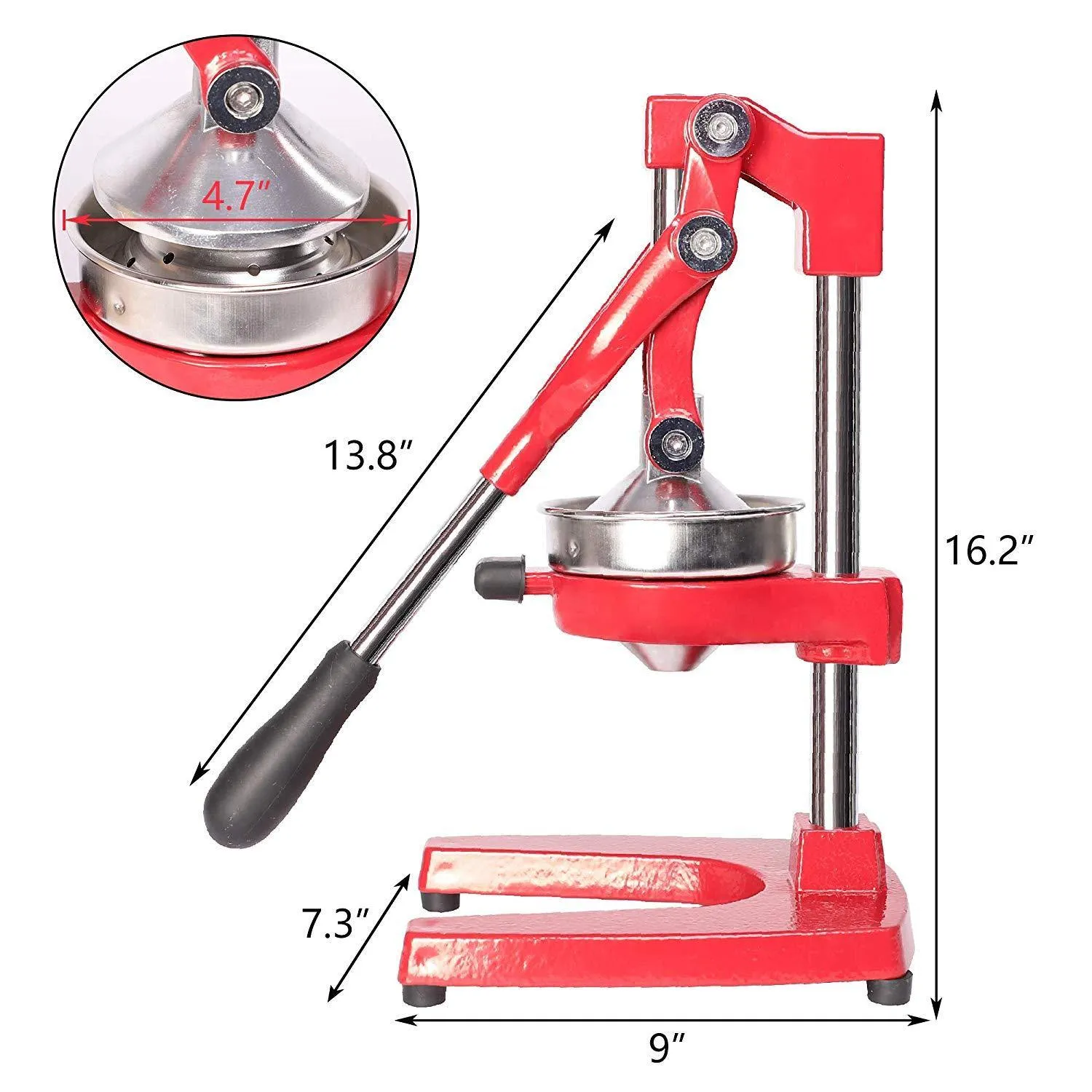 (Out of Stock) Citrus Pomegranate Juicer Labor-saving Manual Fruit Juicer Press Fruit Squeezer with Stable Non-slip Base, Red
