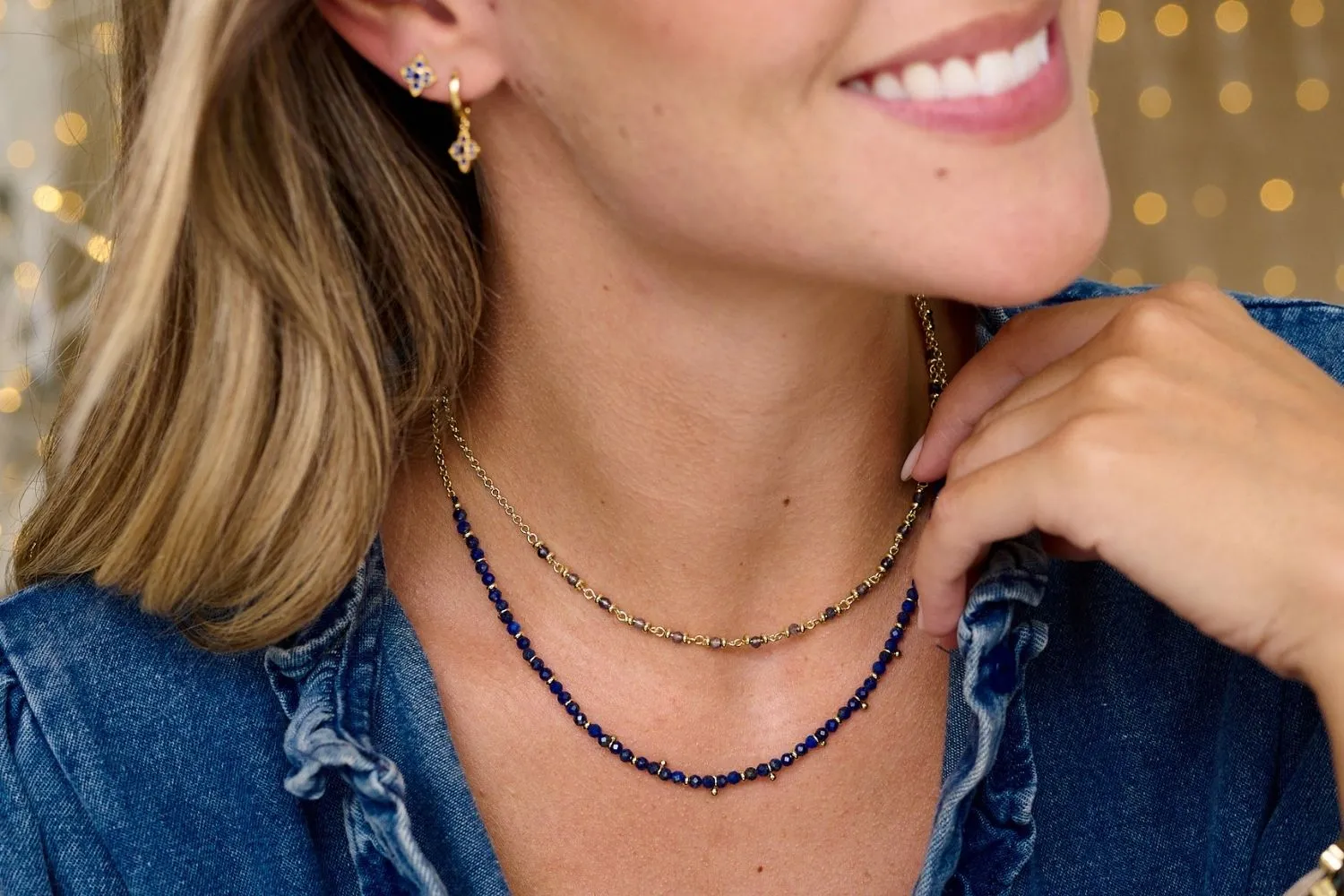 Panacea Iolite Gold Gemstone Necklace