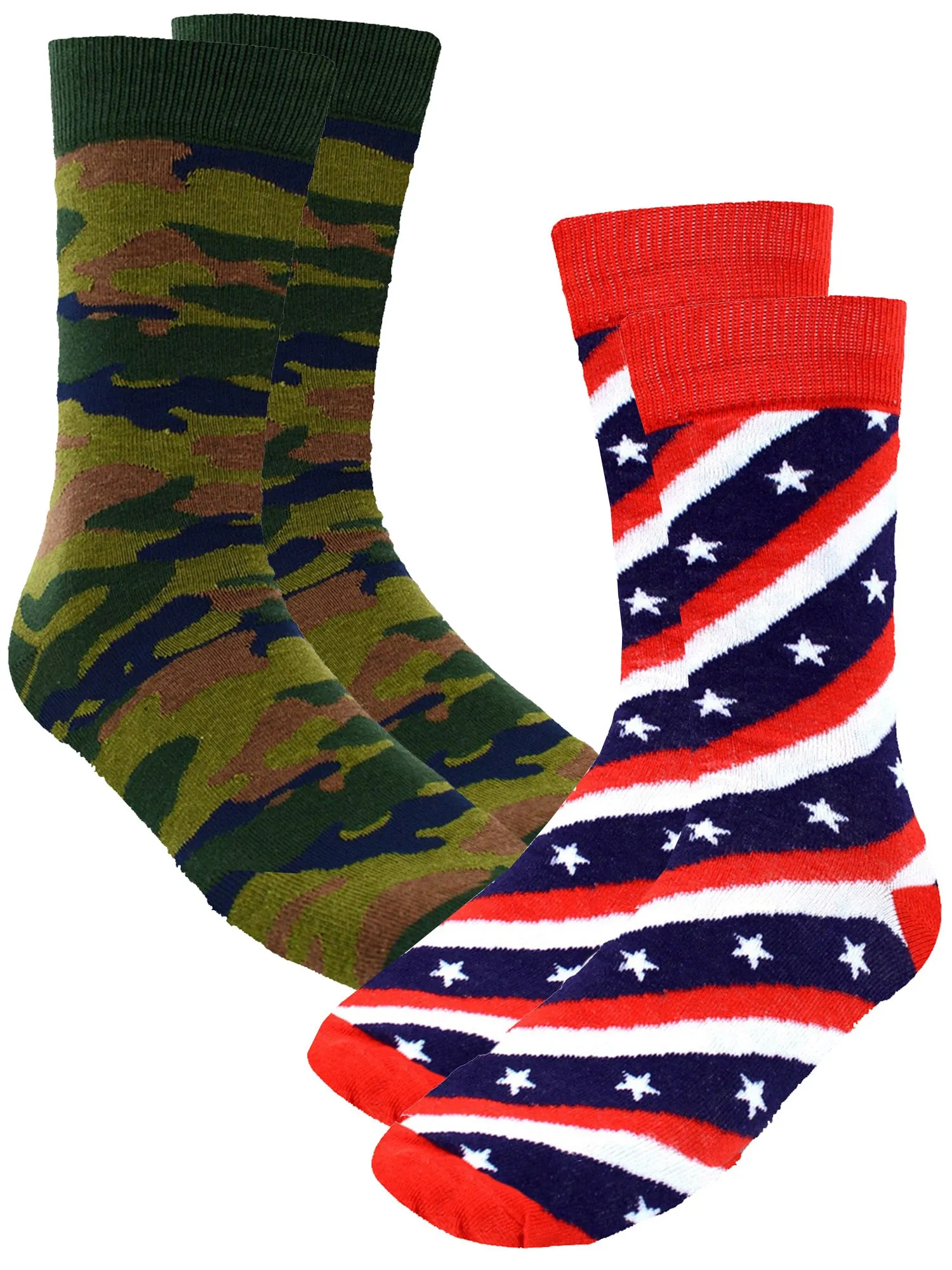 Patriotic American Flag Camo USA 2 Pack Mens Novelty Dress Crew Socks