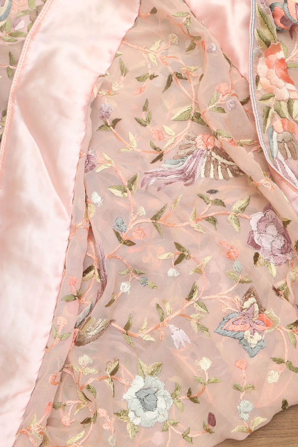 Peach Parsi Hand Embroidered Pure Georgette Dupatta
