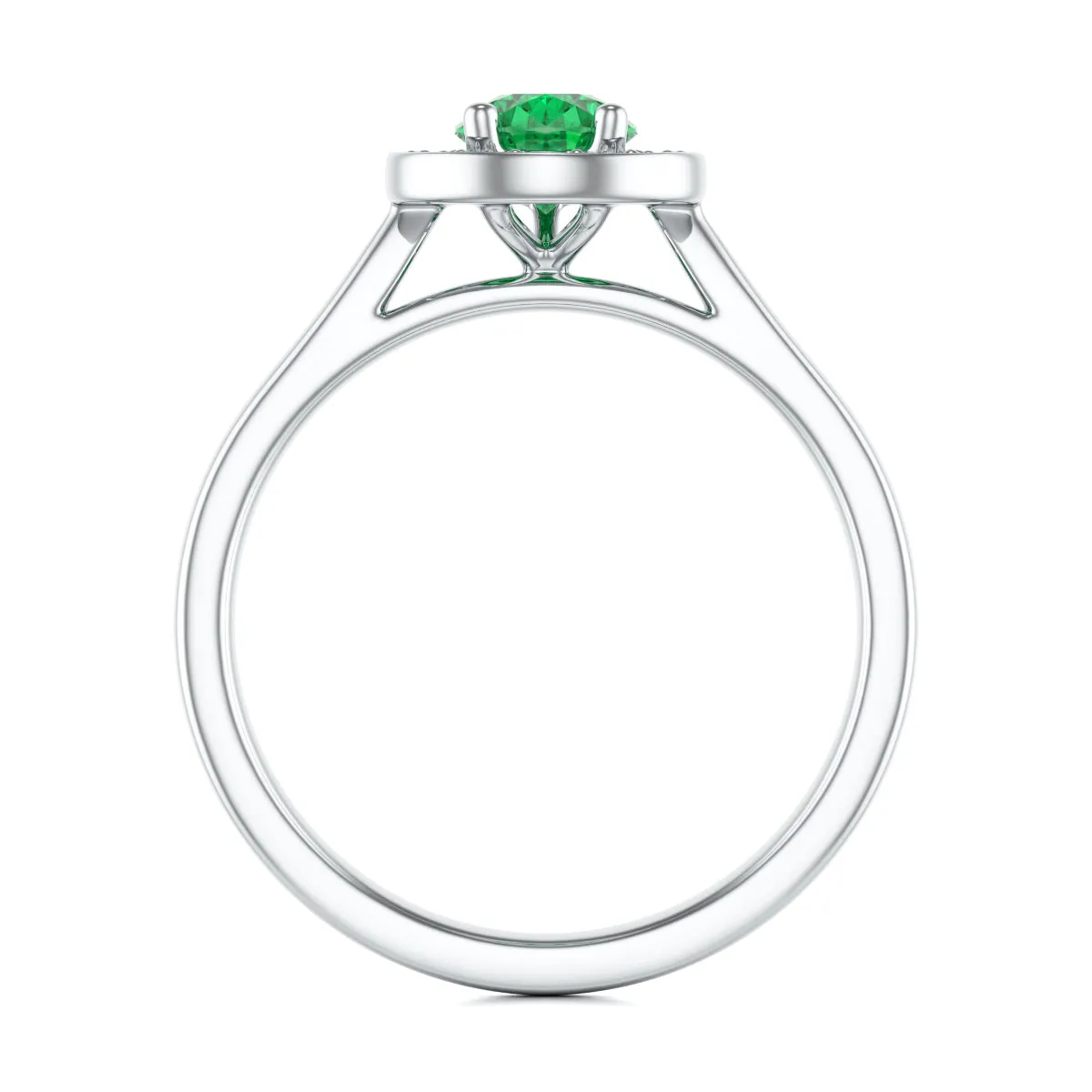 Pear Shaped Emerald Diamond Halo Ring