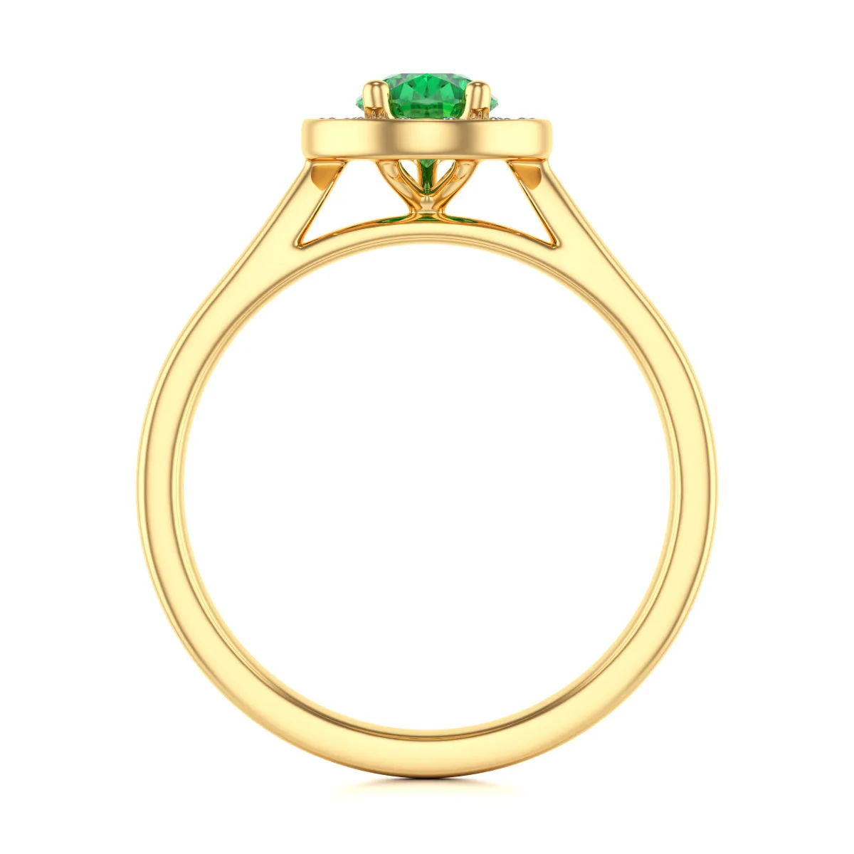 Pear Shaped Emerald Diamond Halo Ring