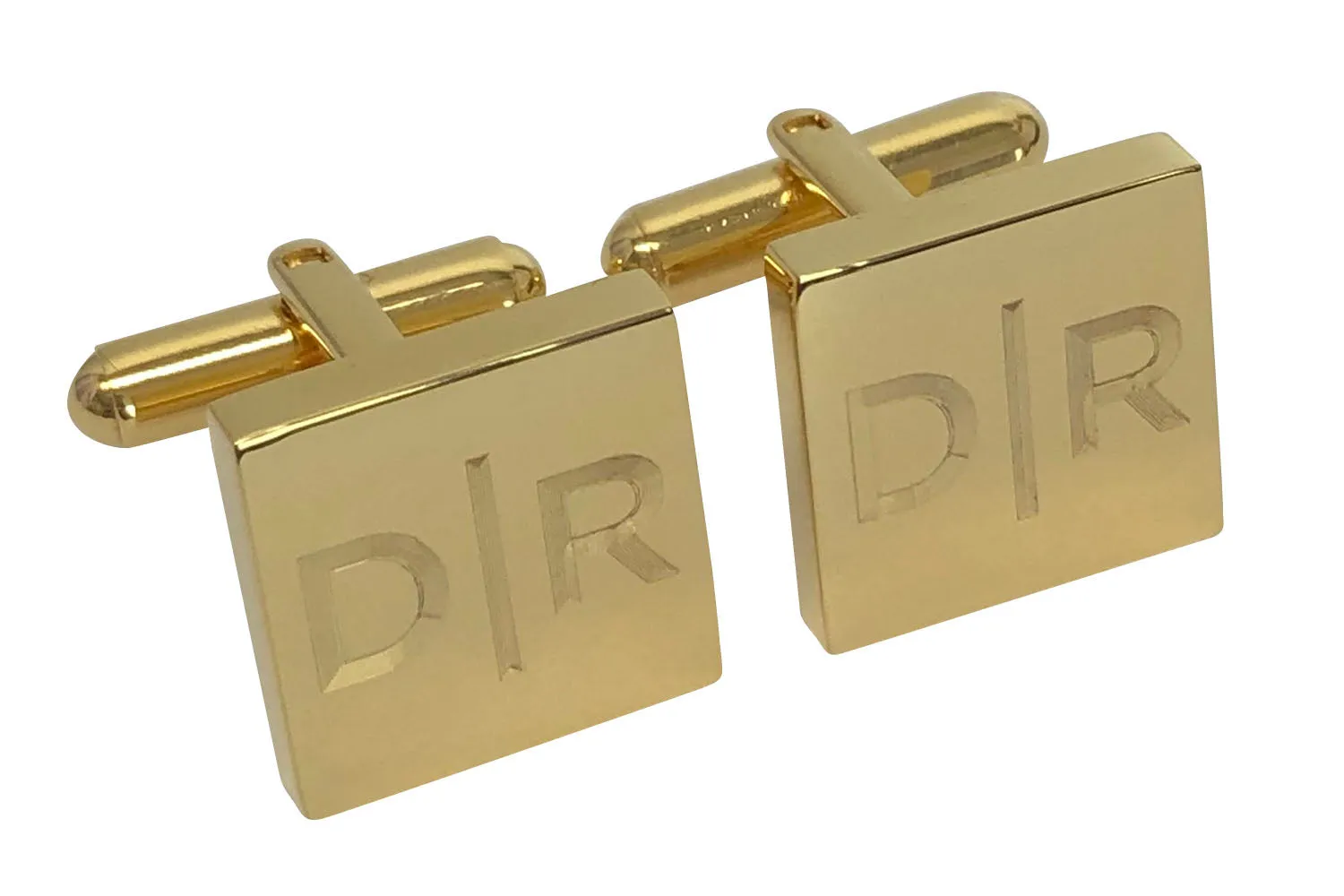 Personalised Gold Engraved Split Letter Square Cufflinks