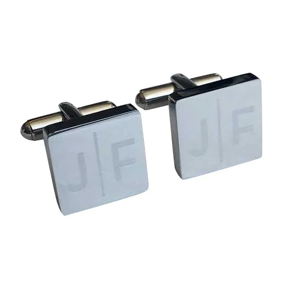Personalised Gunmetal Engraved Split Letter Square Cufflinks