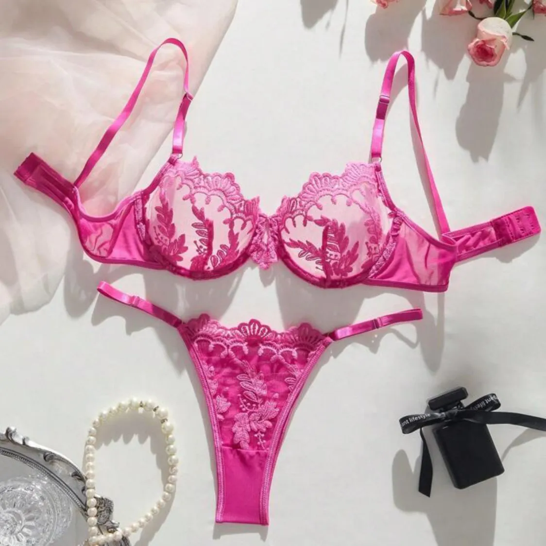 Pink Lingerie Set Floral