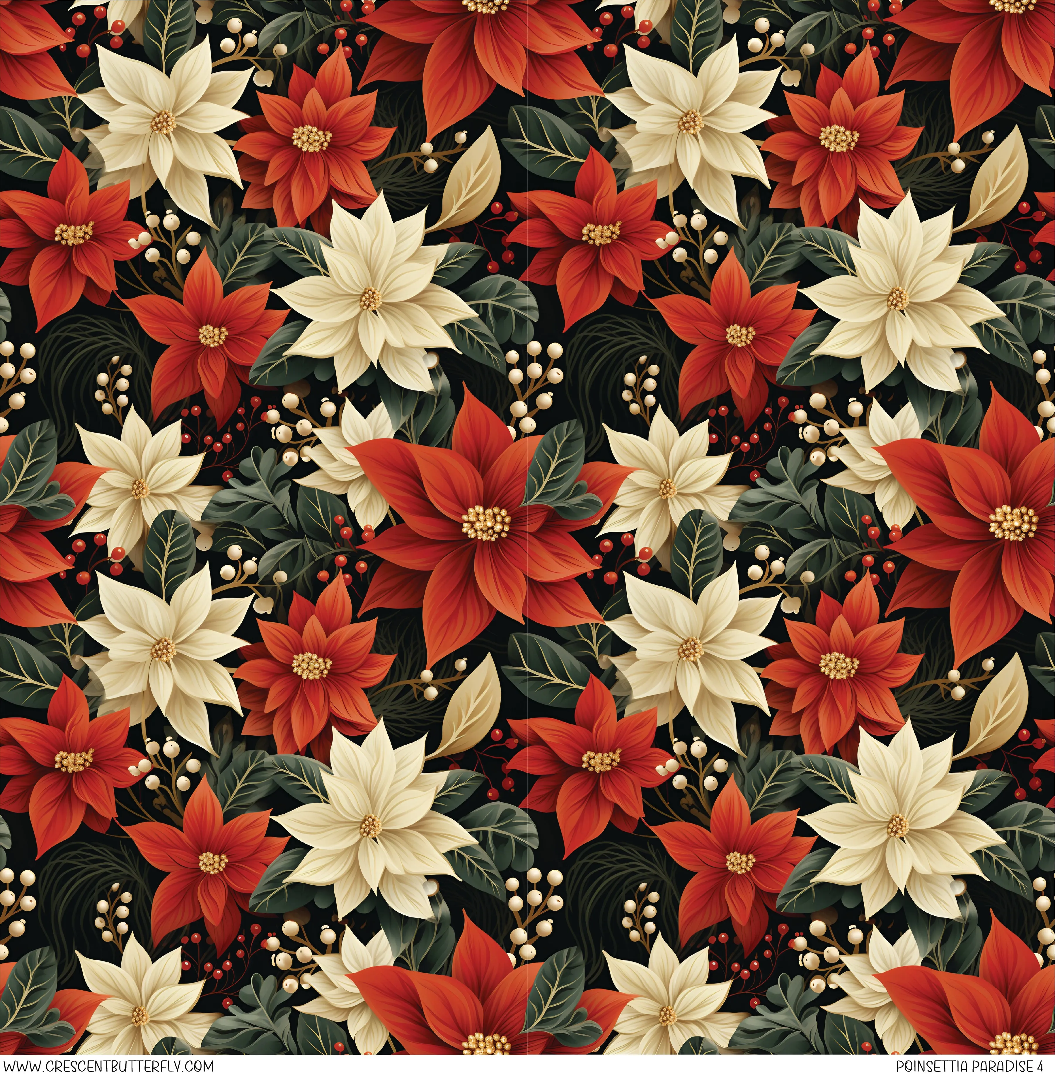 Poinsettia Paradise 4 Printed Vinyl Sheet/Wrap