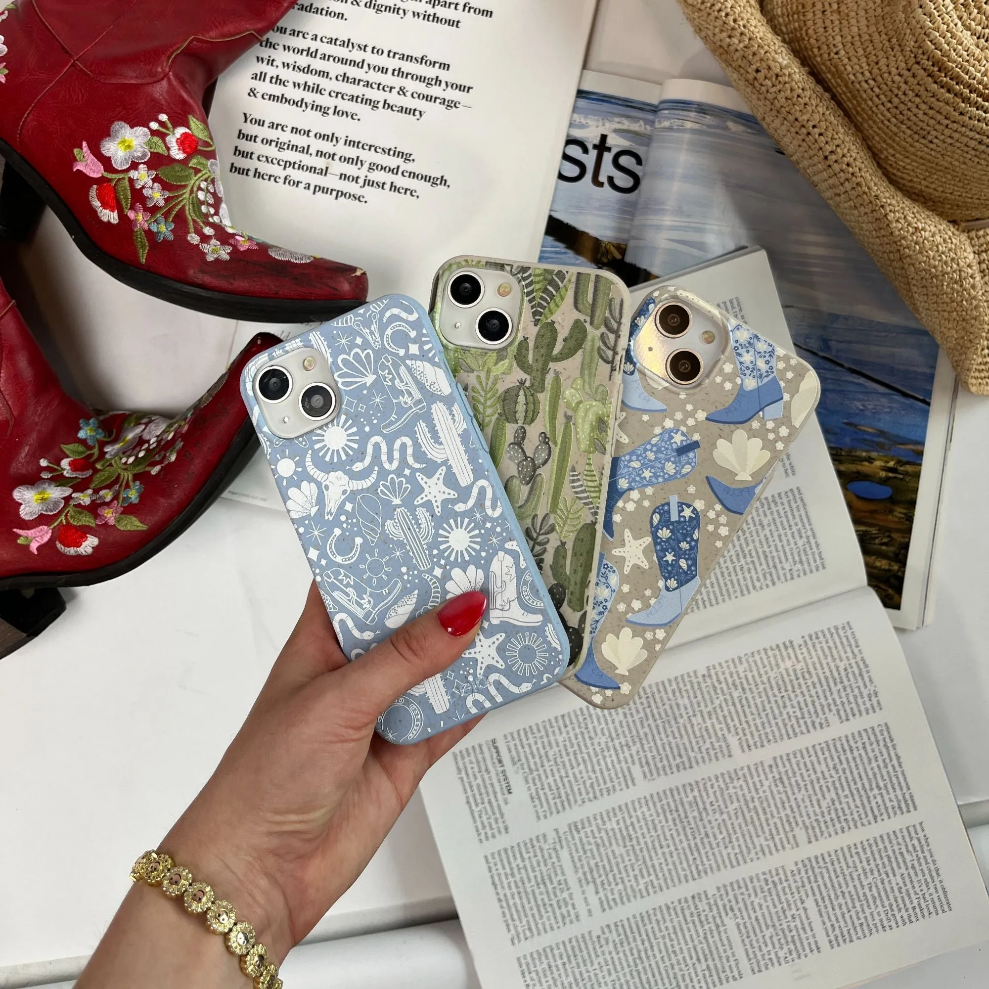 Powder Blue Coastal Rodeo iPhone 15 Plus Case