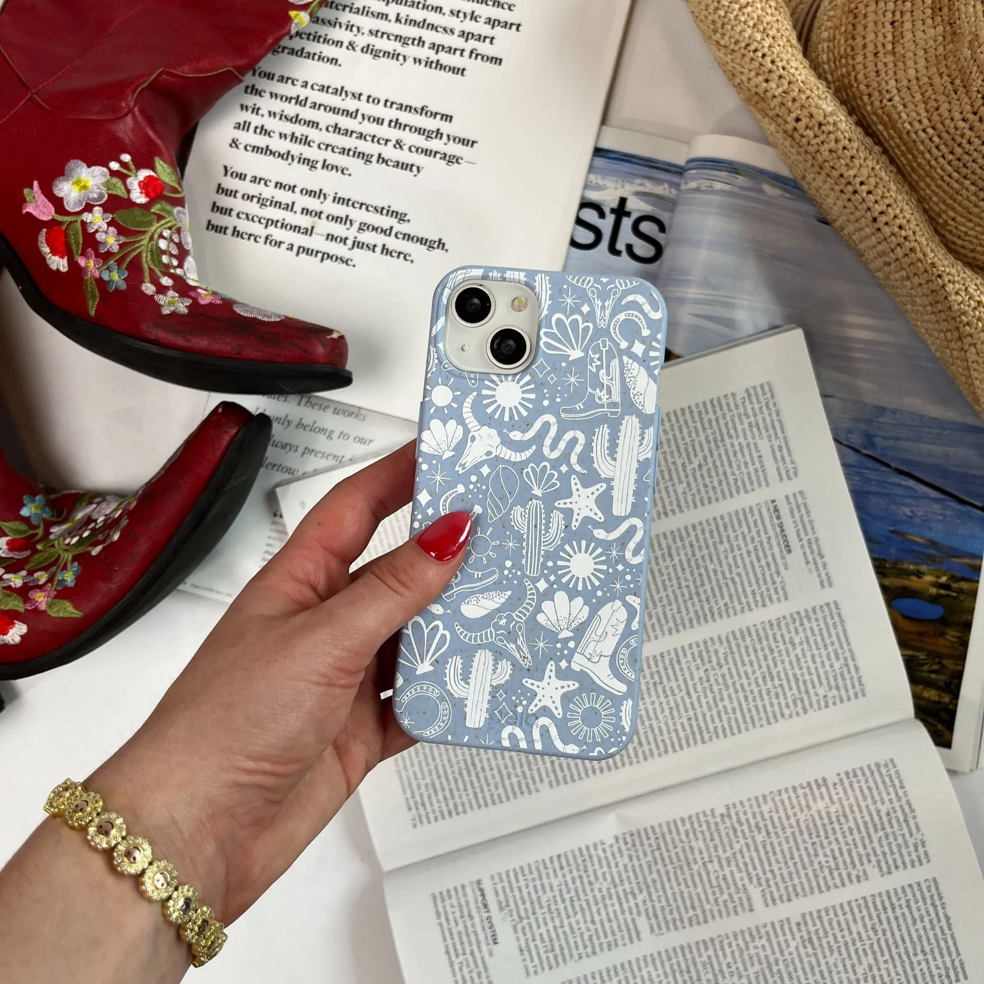 Powder Blue Coastal Rodeo iPhone 15 Plus Case