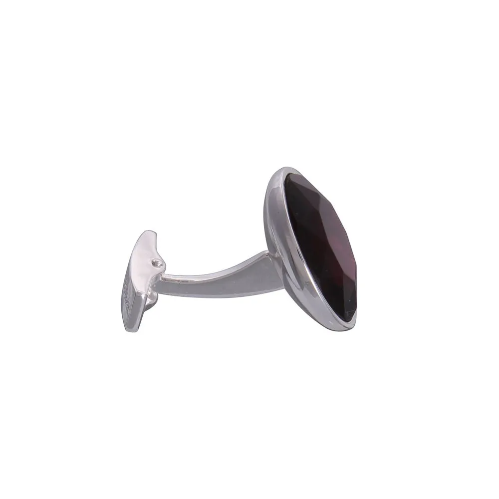 Purple Silver Round Gem Cufflinks