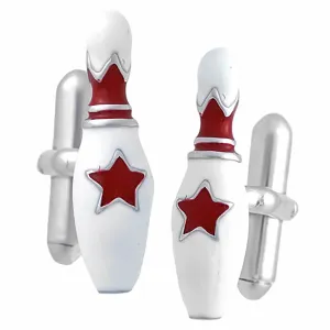 Red Bowling Pin Cufflinks