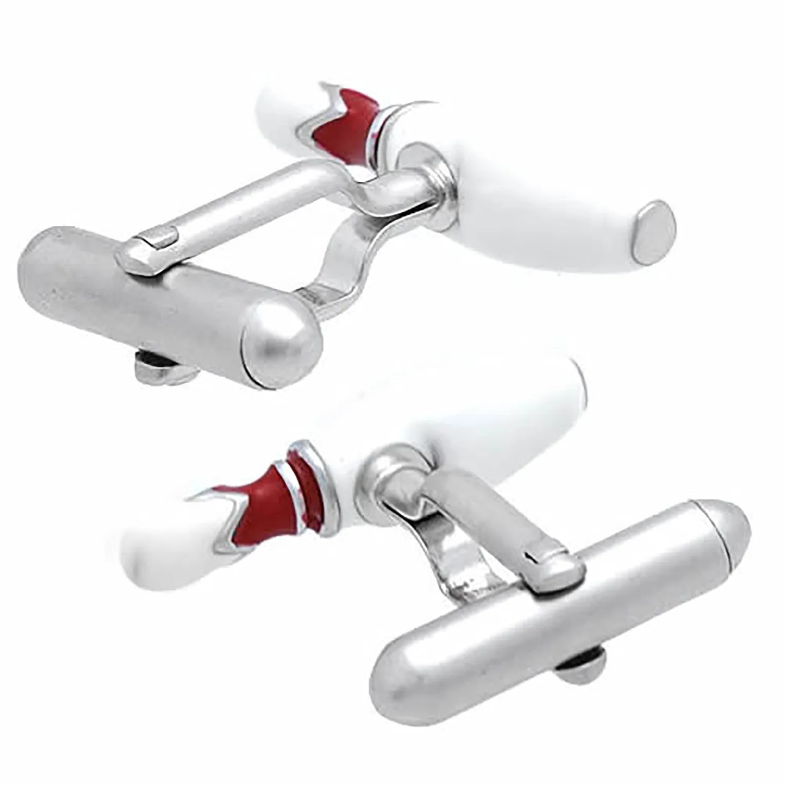 Red Bowling Pin Cufflinks