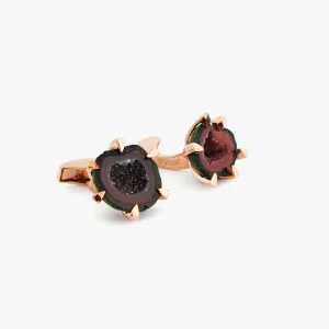 Red Geode cufflinks in rose gold plated sterling silver