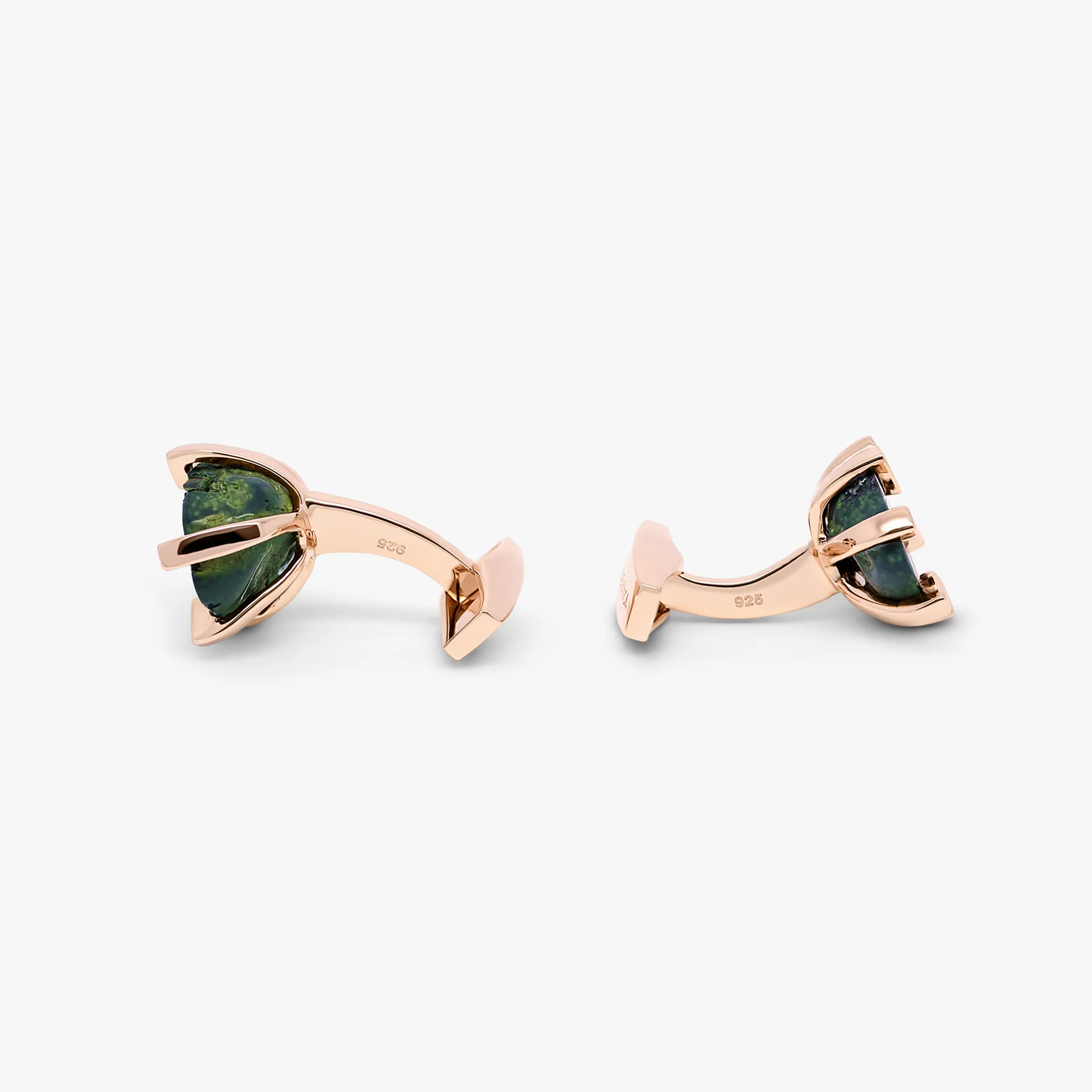 Red Geode cufflinks in rose gold plated sterling silver
