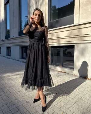 Rochie eleganta neagra midi