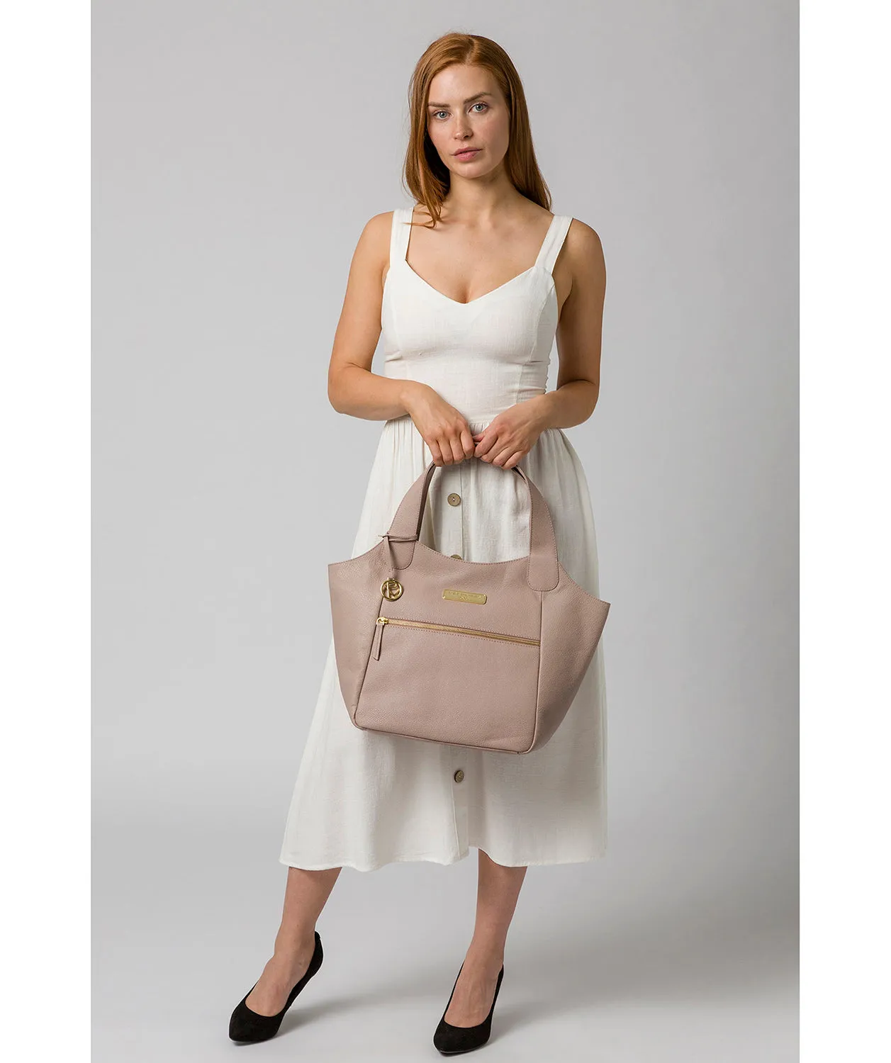 'Roxanne' Blush Pink Leather Tote Bag