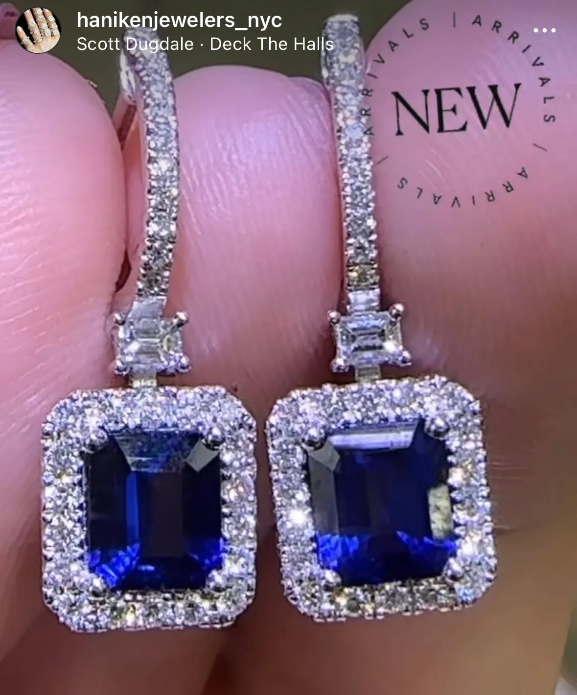 Royal Blue Emerald-cut Sapphire & Diamond Statement Earrings