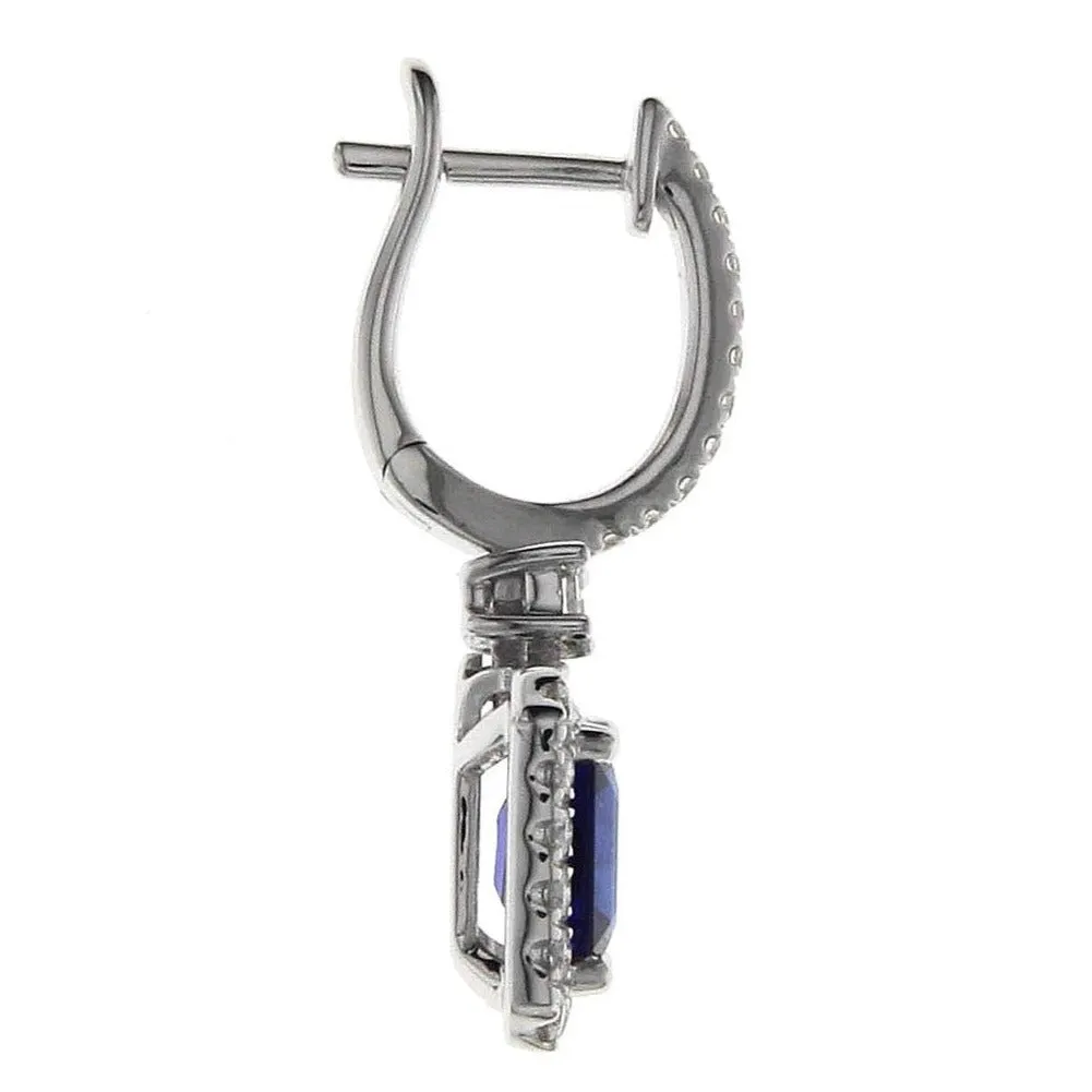 Royal Blue Emerald-cut Sapphire & Diamond Statement Earrings