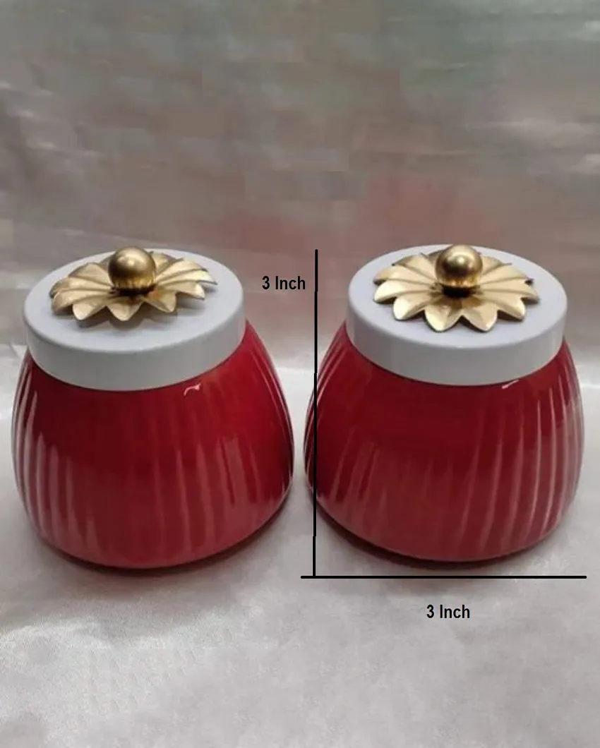 Rustic Radiance Handcrafted Red Pot Jar | Set of 2