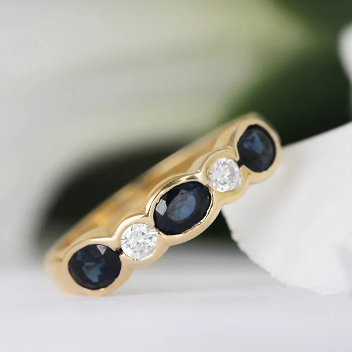Sapphire & Diamond Five Stone Ring