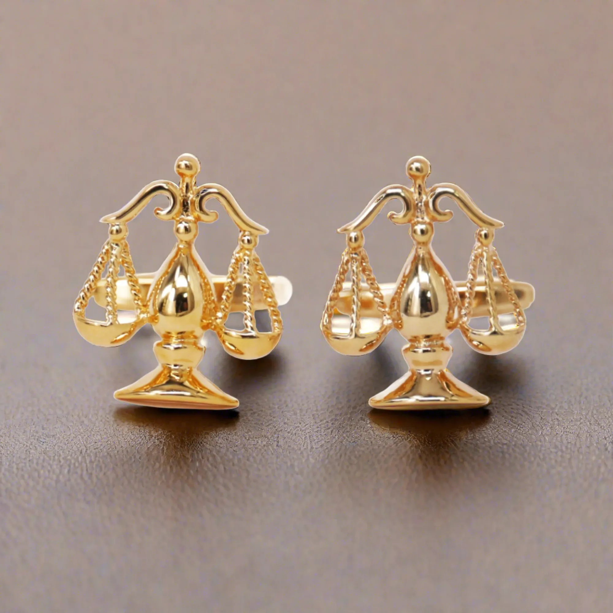 Scales of Justice Cufflinks Lawyer Judge Gold Cuff Links