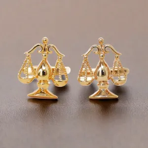 Scales of Justice Cufflinks Lawyer Judge Gold Cuff Links