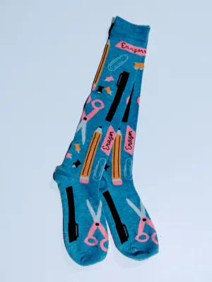 School Supplies Knee High Socks