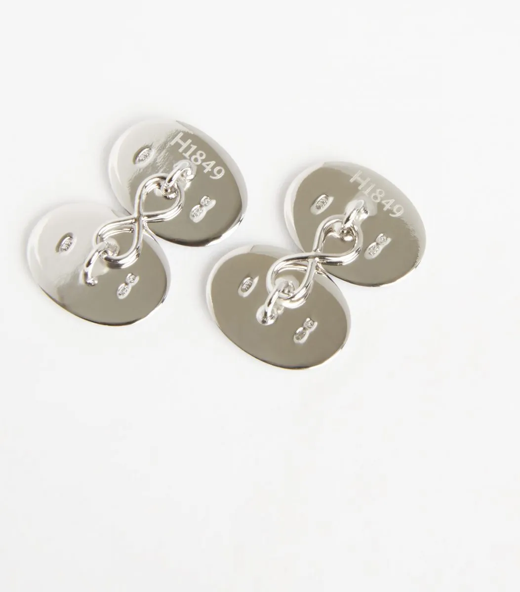 Silver Enamel Stag/Herringbone Cufflinks