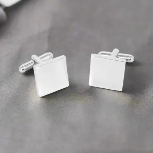 Silver Plain Square Thin Cufflinks