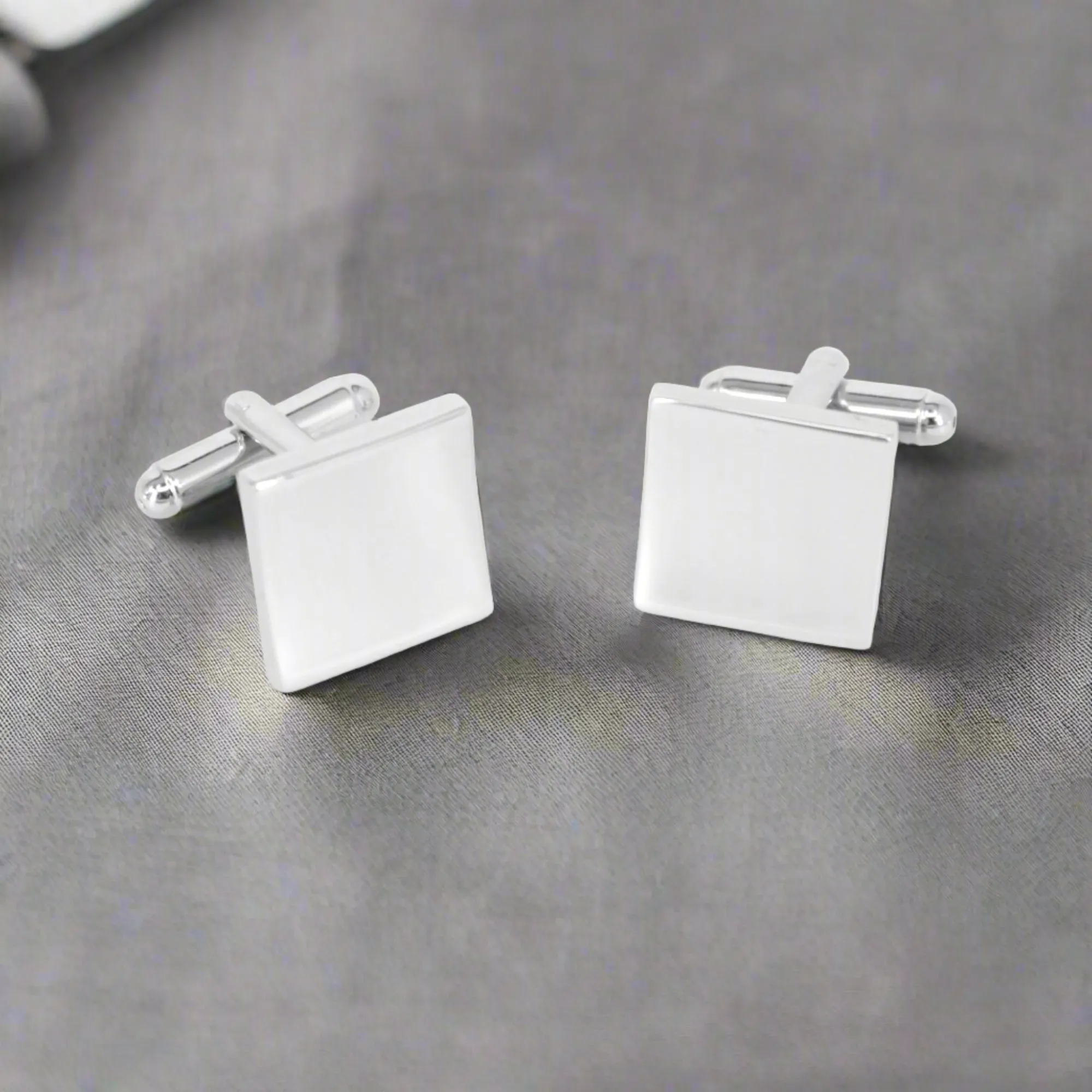 Silver Plain Square Thin Cufflinks