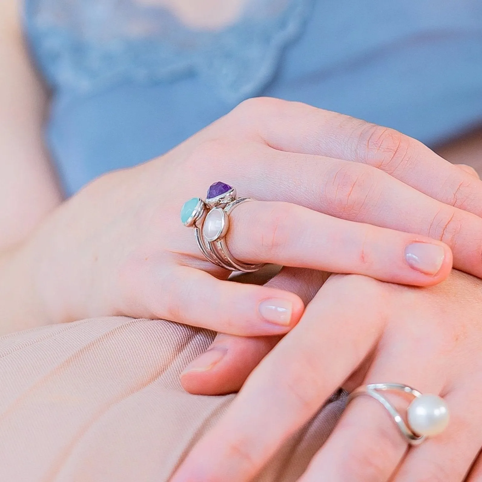Silver Ring Rose Quartz Estella