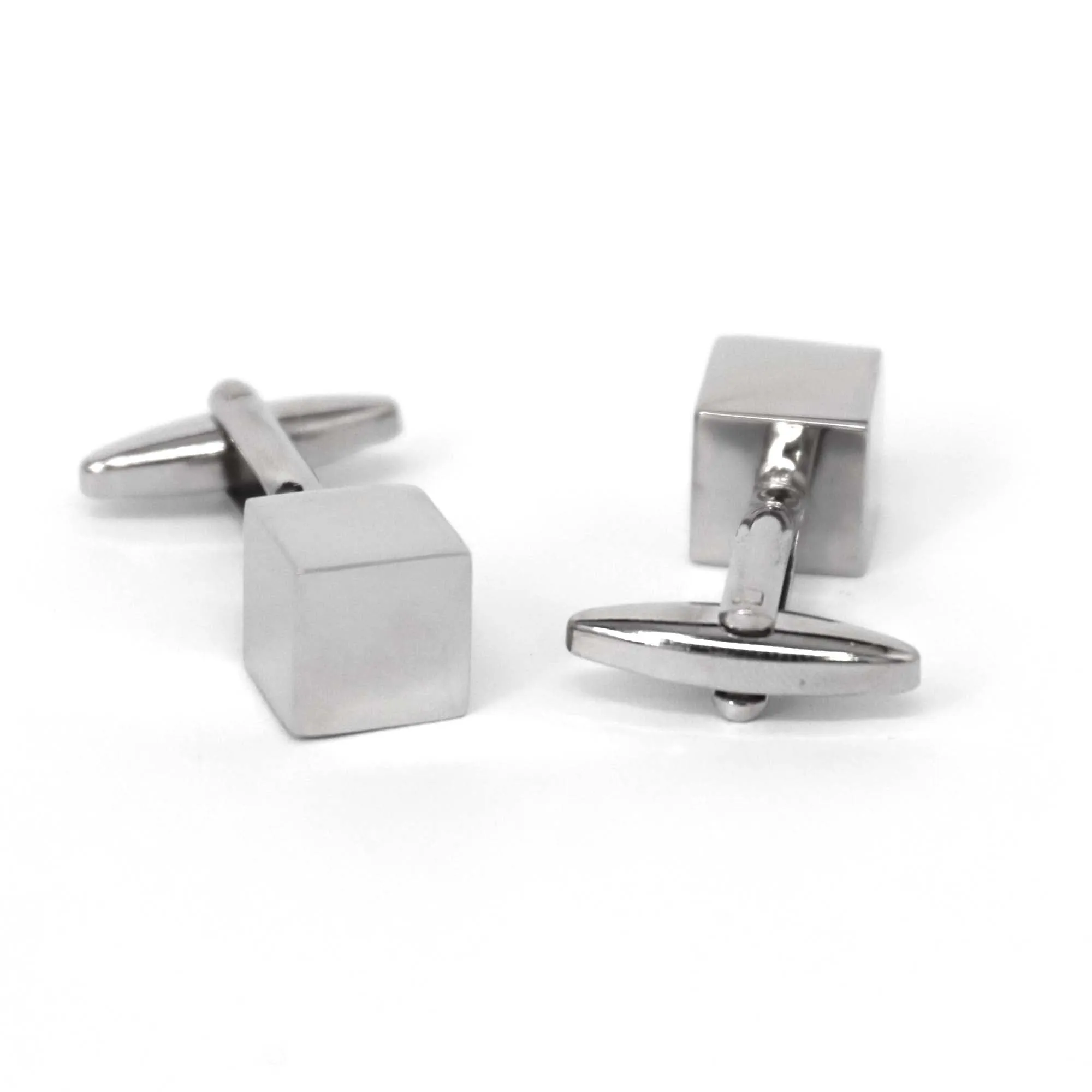 Silver square cube Cufflink