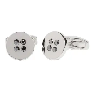 Simon Carter Hematite Crystal Button Cufflinks - Silver/Black