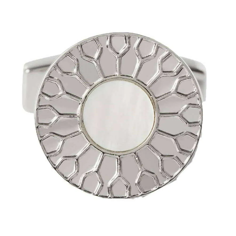 Simon Carter Petal Polished Cufflinks - Silver/White