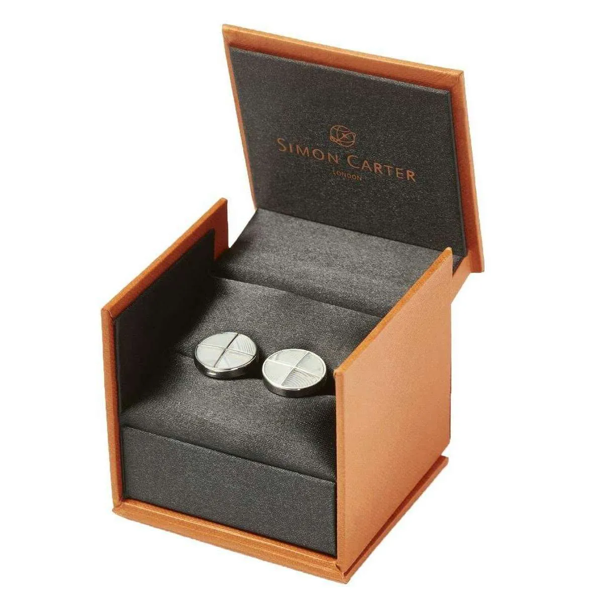 Simon Carter Quadrant Botswana Agate Polished Cufflinks - Silver