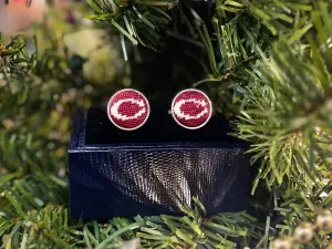 Smathers & Branson Maroon Culver "C" Cufflinks Silver