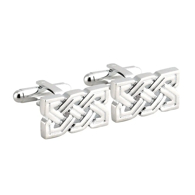 Solvar Rhodium Plated Celtic Knot Cufflink
